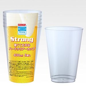 サンナップ SUNNAP サンナップ プラカップ 430ml 5個入 ハードクリアカップ 硬質 14オンス 14oz 透明 使い捨て