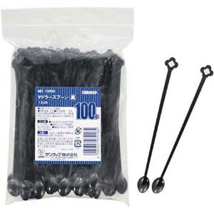 サンナップ SUNNAP サンナップ マドラースプーン 130mm ブラック 100本入 MD-100BK