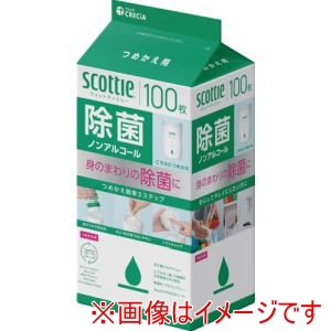 クレシア クレシア 77143 スコッティ ウェットティシュー除菌 ノンアルコール 100枚 つめかえ用