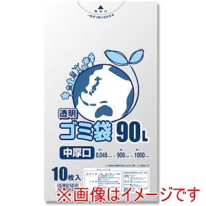 シモジマ シモジマ 6604860 ゴミ袋 LD 透明 中厚口045 90L 10枚入り