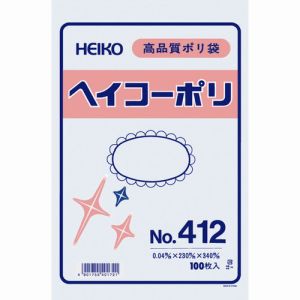 ヘイコー HEIKO HEIKO ポリ規格袋 ヘイコーポリ No.412 紐なし 006618200