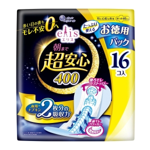 大王製紙 大王製紙 エリス 朝まで超安心 400 特に心配な夜用 羽つき 40cm 16個入