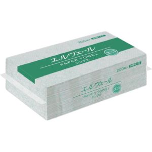 エリエールビジネスサポート エルヴェールペーパータオルエコシングル200枚中判30PK入１ケース 直送 代引不可 北海道沖縄離島不可