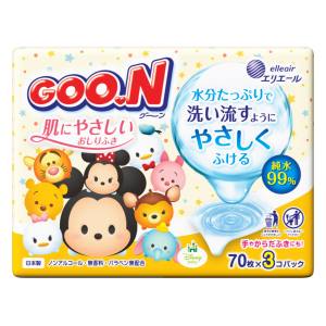 大王製紙 大王製紙 グーン 肌にやさしいおしりふき つめかえ用 70枚 3パック