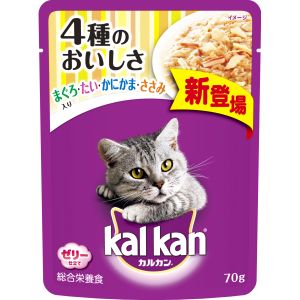 マース MARS マース カルカン パウチ 4種のおいしさ まぐろ たい かにかま ささみ入り 70g