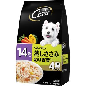 マース MARS マース シーザー 14歳からの ふっくら蒸しささみ 彩り野菜入り 70g×4袋