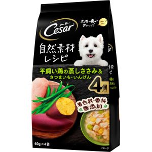 マース MARS マース シーザー 自然素材レシピ 平飼い鶏の蒸しささみ さつまいも いんげん 60g×4袋