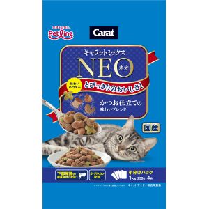 ペットライン PETLINE ペットライン キャラットミックスネオ かつお仕立ての味 わいブレンド 1kg 250g×4 284870