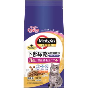 ペットライン PETLINE ペットライン メディファス 室内猫 毛玉ケアプラス 11歳から チキン フィッシュ味 705g 235g×3 284850