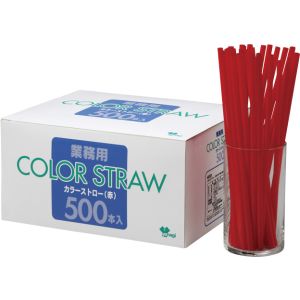 やなぎプロダクツ やなぎ ST-013 業務用 カラーストロー 赤 500本入 379115