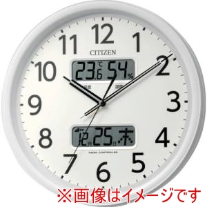 リズム RHYTHM リズム 8FYA06-003 電波時計 壁掛け時計 温湿度計付き カレンダー付 連続秒針 白 350×56mm