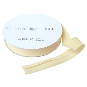 渡辺布帛工業 アサヒ アサヒ バイアステープ テトロンワイドバイアス 両折 巾18mm巾×20m巻 レモン Col.534  FTB18-534-20