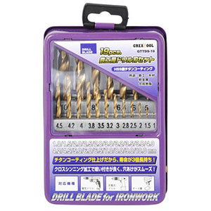 アークランドサカモト アークランド GTTDS-19 鉄工用ドリル刃セット チタンコーティング 19本組 GREATTOOL
