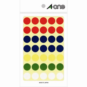 エーワン Aone エーワン 07034 カラーラベル15mm丸 アソート 11枚入