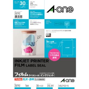 エーワン Aone エーワン 28792 ラベルシール光沢フィルム 透明A4 1面