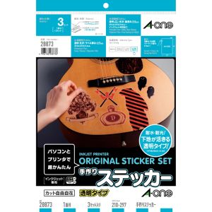 エーワン Aone エーワン 28873 ステッカー透明タイプ 3枚