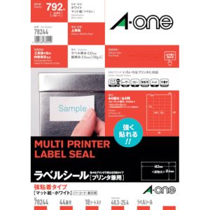 エーワン Aone エーワン 78244 ラベルシール プリンタ兼用 強粘着44面 18枚入