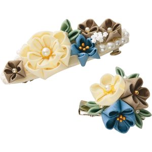 パナミ  Panami パナミ 手芸キット コットン生地で作る 普段づかいの つまみ細工 アイボリー バレッタとブローチ LH-448 Panami PAN-LH448 タカギ繊維