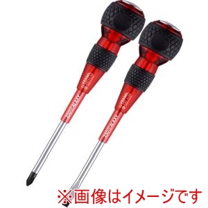 ベッセル VESSEL ベッセル 250-2PS-GRE 250-2PS-GRE ボールグリップ安全貫通ドライバー2本組 ギャラクシー赤