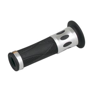 デイトナ DAYTONA デイトナ 98090 PRO-GRIP スーパーバイクグリップ728　STDラバー　122mm　貫通　ブラック／シルバー DAYTONA