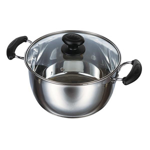 パール金属 パール金属 レシェンテ 3層底 ガラス蓋付 両手鍋 22cm H-1049