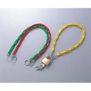 日本緑十字社 緑十字 198022 チェーンロック 錠別売タイプ 赤 チェイン-80R 長さ800mm 両端リング付
