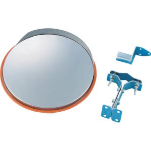 日本緑十字社 緑十字 276090 小型カーブミラー ステンレスタイプ 壁丸SS30 325mmΦ オレンジ 取付金具付