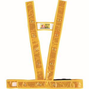 日本緑十字社 緑十字 238025 LED安全反射ベスト 黄地/白LED/金反射 LEDタスキ型ベスト-GW フリーサイズ サイズ調整可能