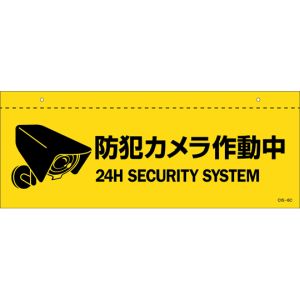 日本緑十字社 緑十字 407063 イラスト標識 天井用 防犯カメラ作動中 CIS-6 C 140×360mm PET