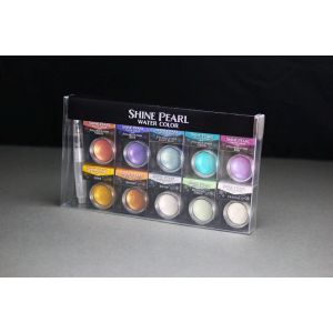 クサカベ KUSAKABE クサカベ シャインパール 10色セット 水筆付 固形 絵の具 水彩 絵の具