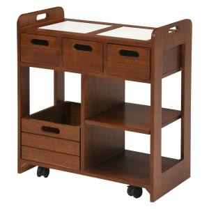 萩原 萩原 MUD-6410BR キッチンワゴン ブラウン メーカー直送 代引不可 北海道沖縄離島不可