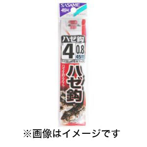 ささめ針 SASAME ささめ針 ハゼ鈎 赤 糸付 4号 ハリス 0.8 AA900