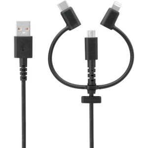 オウルテック オウルテック OWL-CBKMLCR20-BK 3 in 1 Lightningアダプター&USB Type-Cアダプター付き microUSBケーブル ブラック 200cm