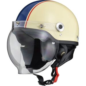 リード工業 LEAD リード工業 CR-760 バブルシールド付ハーフヘルメット アイボリー×ネイビー フリーサイズ LEAD