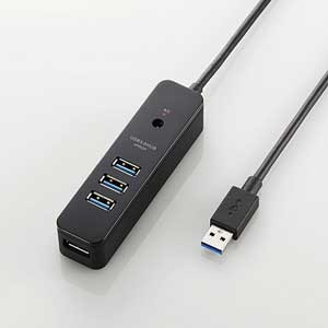 エレコム ELECOM USBHUB3.0/ケーブル直生え/セルフパワー/マグネット/4ポート/ブラック U3H-T410SBK