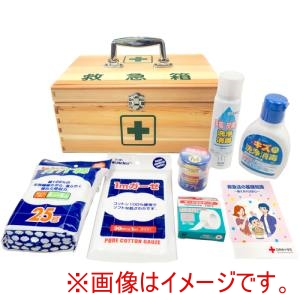 日進医療器 ニッシン 日進医療器 782615 救急箱 リーダー木製救急箱Mサイズ 衛生材料セット付