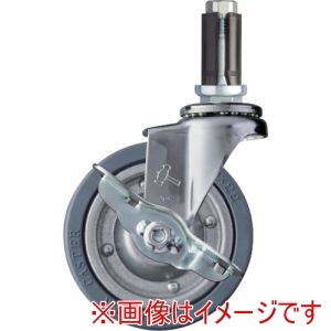 ハンマーキャスター HAMMER CASTER ハンマーキャスター 4155EU-PR100 パイプ差込み式キャスター 自在 ストッパー付 車輪径100mm ゴム車輪 スチールホイール