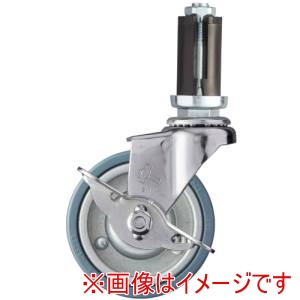 ハンマーキャスター ハンマーキャスター 4153EU-PR75 パイプ差込み旋回式ゴム車輪 スチールホイル 75mm φ22～24用 ストッパー付