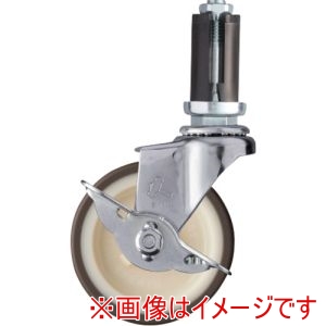 ハンマーキャスター HAMMER CASTER ハンマーキャスター 4153EU-UR75 パイプ差込み式キャスター 自在 ストッパー付 車輪径75mm ウレタン車輪 ナイロンホイル φ22～24用
