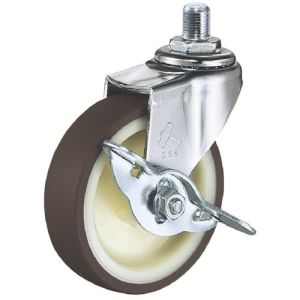 ハンマーキャスター HAMMER CASTER ハンマーキャスター 415A-3UR65 ねじ込み旋回式ウレタン車輪 ナイロンホイール 65mm M12 ストッパー付