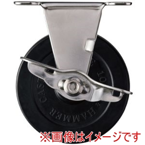 ハンマーキャスター HAMMER CASTER ハンマーキャスター 315ER-R100 ステンレス製プレート式キャスター 固定 ストッパー付 車輪径100mm ゴム車輪 Eシリーズ