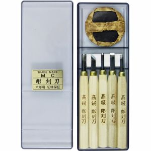 目黒彫刻刀製作所 目黒彫刻刀製作所 51-B5 MC 彫刻刀 バレン 砥石付 5本組
