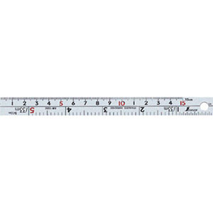 シンワ測定 SHINWA シンワ測定 13202 直尺 シルバー 15cm 併用目盛 W左基点 cm表示 赤数字入