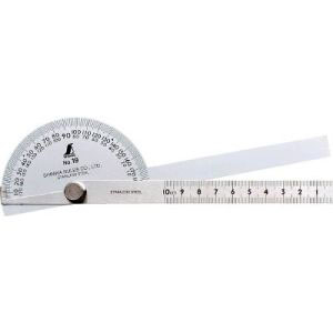 シンワ測定 SHINWA シンワ測定 62490 プロトラクター 19 シルバーφ90 竿目盛10cm 2本竿