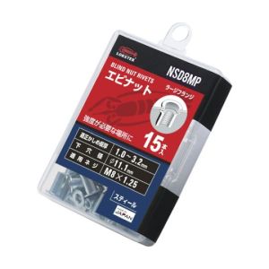 ロブテックス LOBTEX ロブテックス NSD8MP エビ ブラインドナット エビナット 平頭 スチール製 エコパック 板厚3.2 M8X1.25 15個入