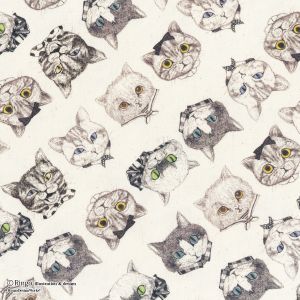 清原 KIYOHARA KIYOHARA Ringo ネコズ カットクロス 生地 オックス 巾約110cm×50cmカット AW アンティークホワイト RINF-02C AW 清原