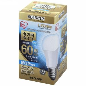 アイリスオーヤマ IRIS アイリスオーヤマ LDA8N-G/W/D-6V1 LED電球 E26 全方向 調光 60形相当 昼白色