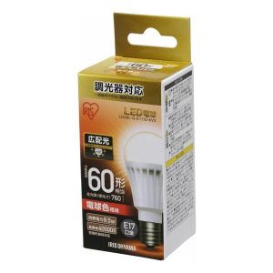 アイリスオーヤマ IRIS LED電球 E17 広配光 調光 60形相当 電球色 LDA9L-G-E17/D-6V3