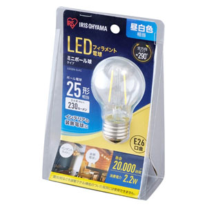 アイリスオーヤマ IRIS ミニボール球 E26 25W相当 昼白色 LDG2N-G-FC