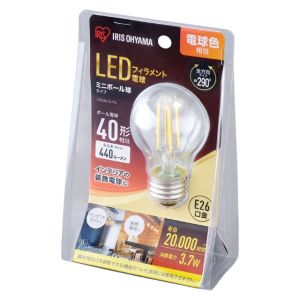 アイリスオーヤマ IRIS アイリスオーヤマ ミニボール球 E26 40W相当 電球色 LDG4L-G-FC